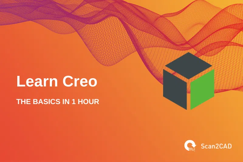 Creo icon, Scan2CAD logo, Learn Creo