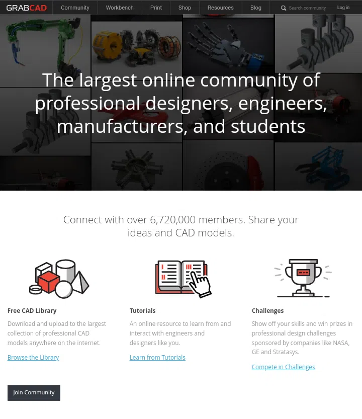 GrabCAD website screenshot