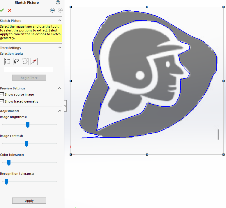 image of SolidWorks auto-trace