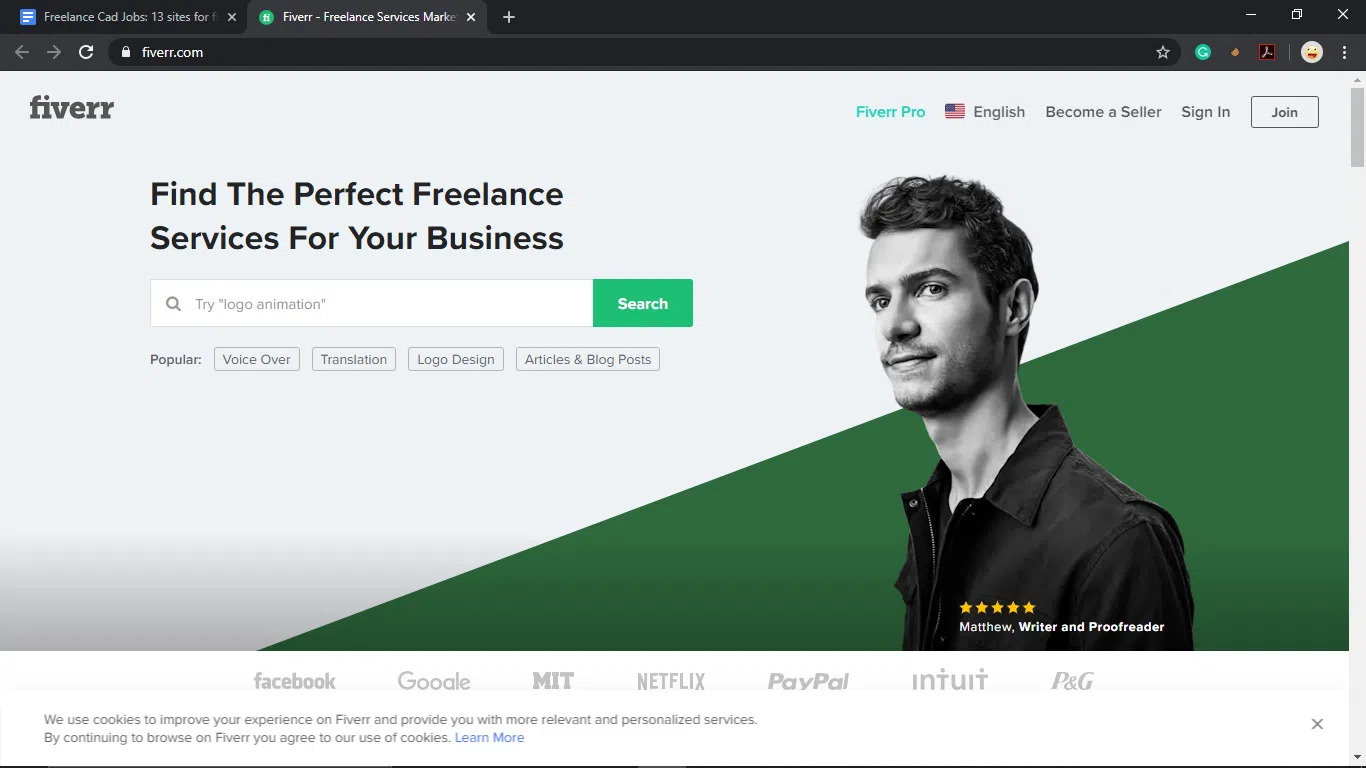 Fiverr homepage