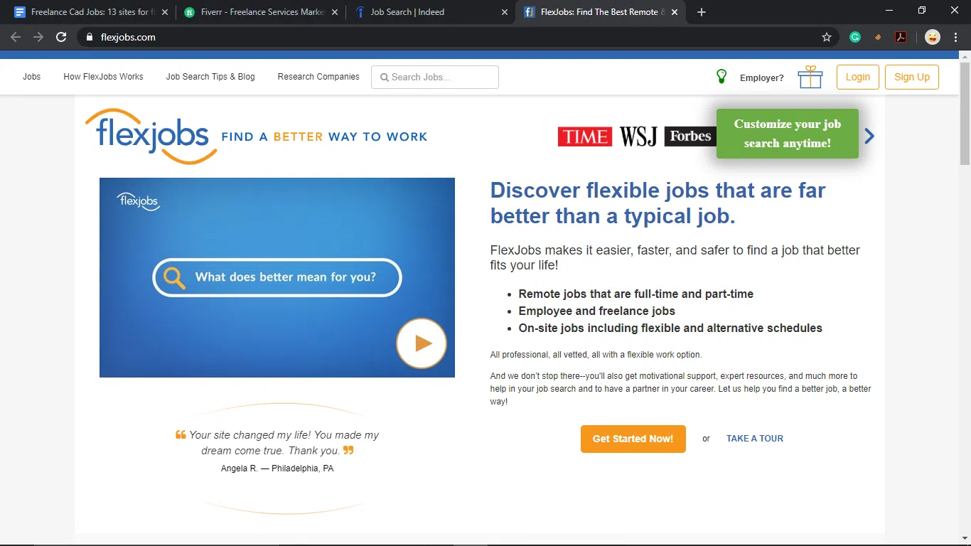 Flexjobs homepage