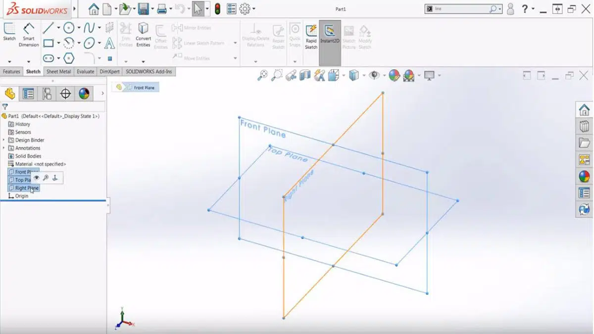 SolidWorks interface