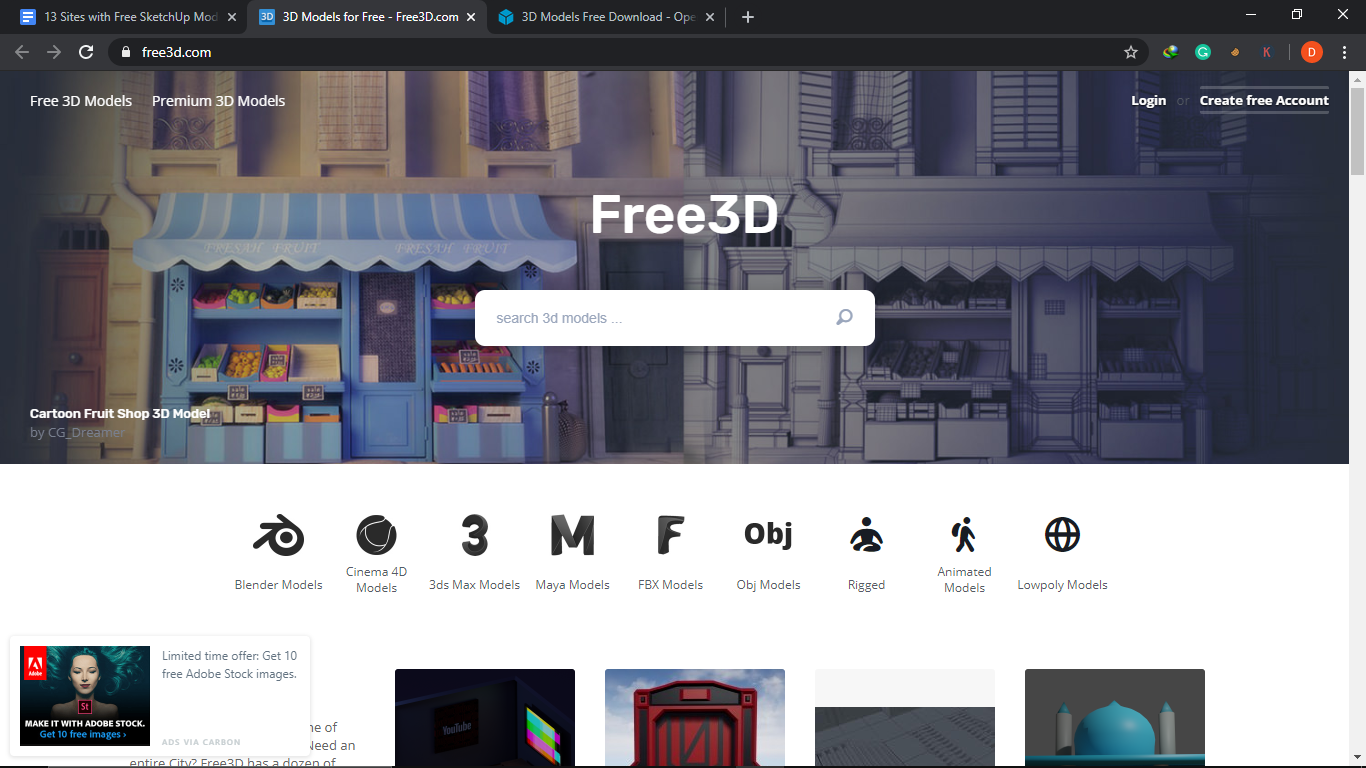 Free3D homepage
