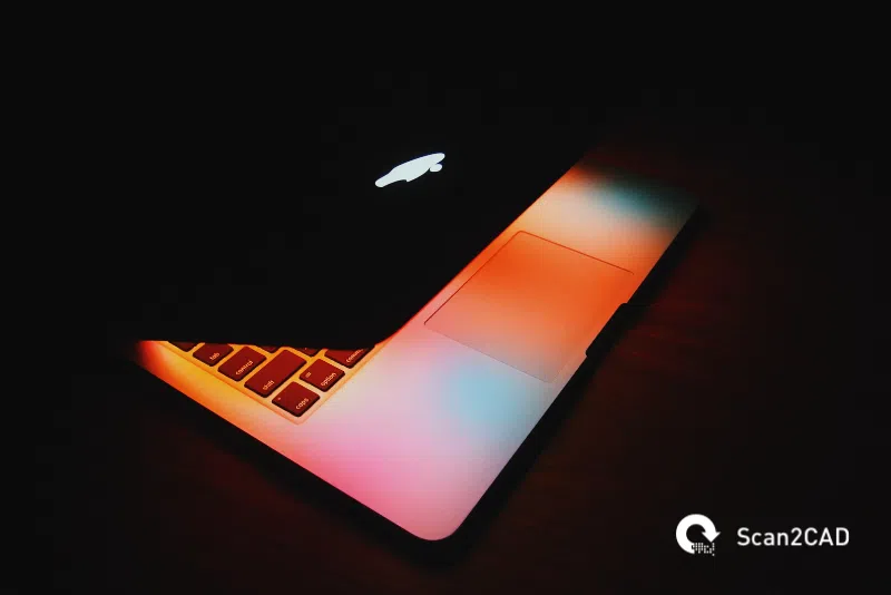 Mac laptop, Scan2CAD logo