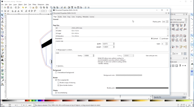 Custom Document Property Settings on Inkscape