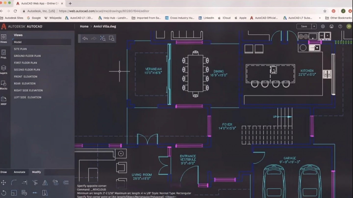 AutoCAD interface