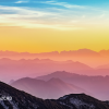 Colorful sunset in mountain range