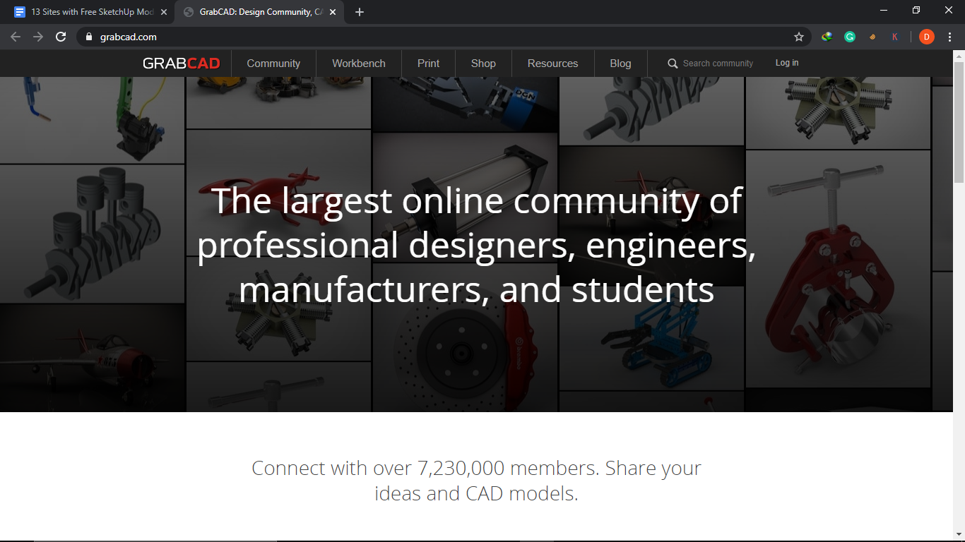 GrabCAD homepage