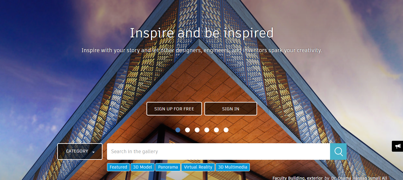 Autodesk Online Gallery homepage