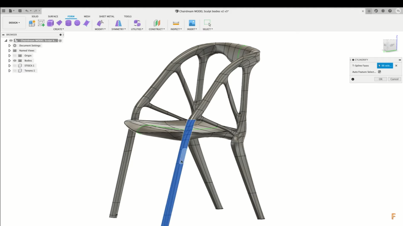 Fusion 360 User Interface and example 3D object