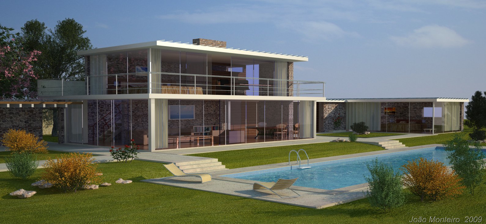 Modern house design and render done using Rhinoceros 