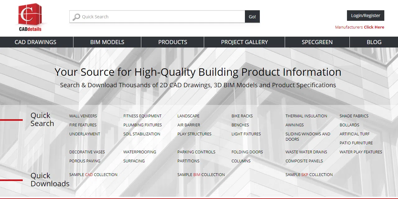 CAD Details homepage