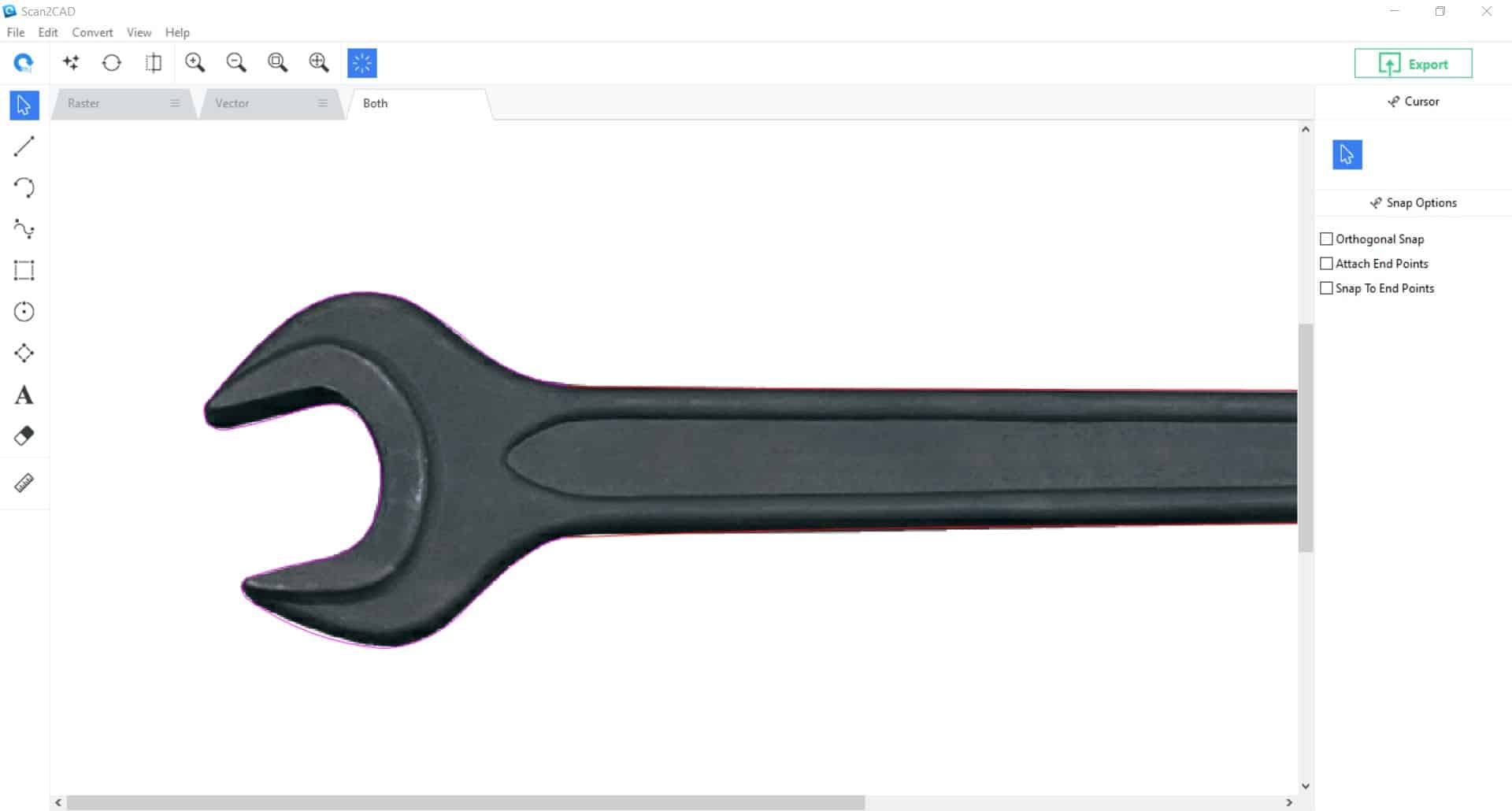 Converting a spanner image with Scan2CAD