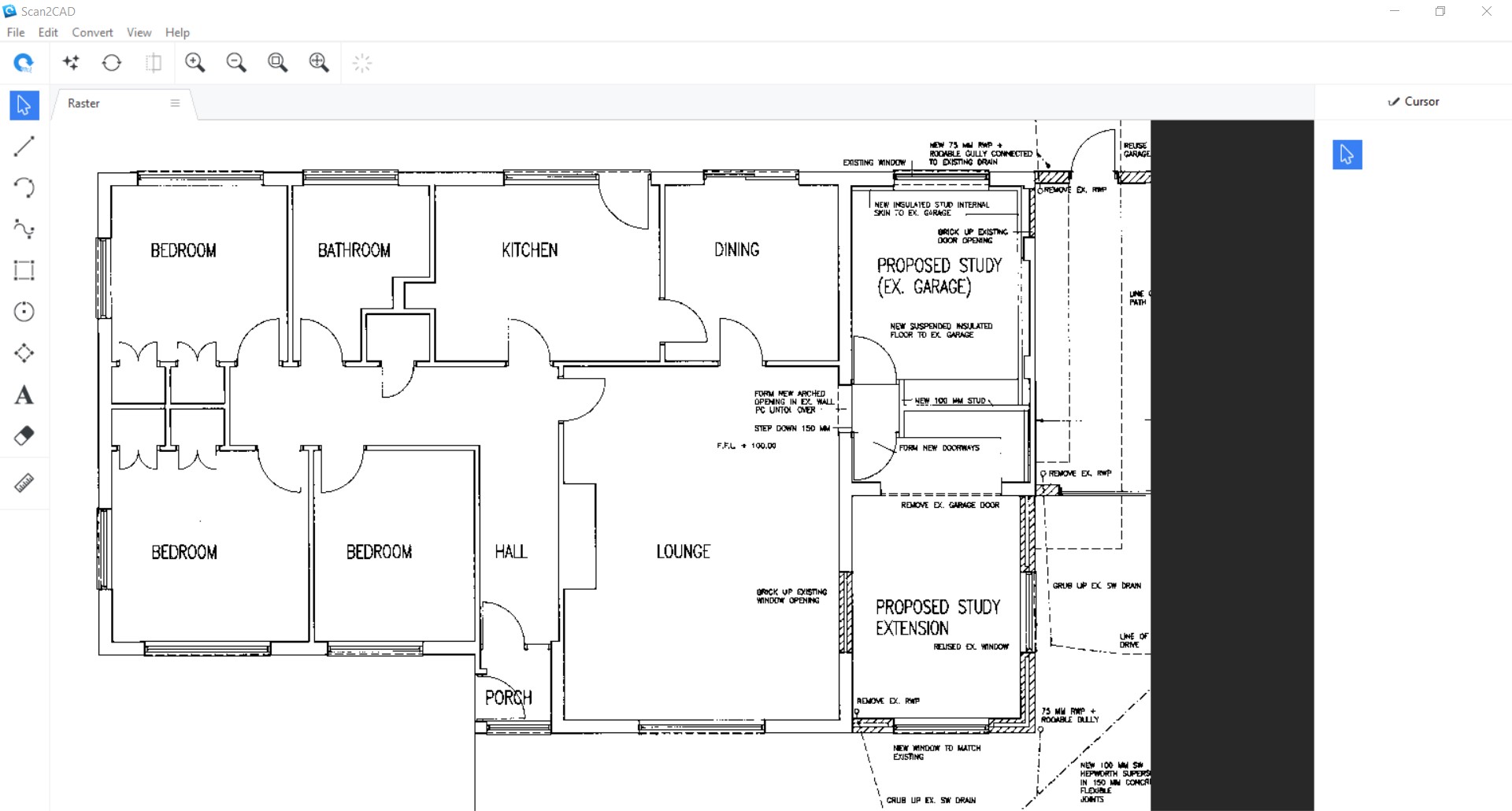 Converting a raster floor plan on Scan2CAD