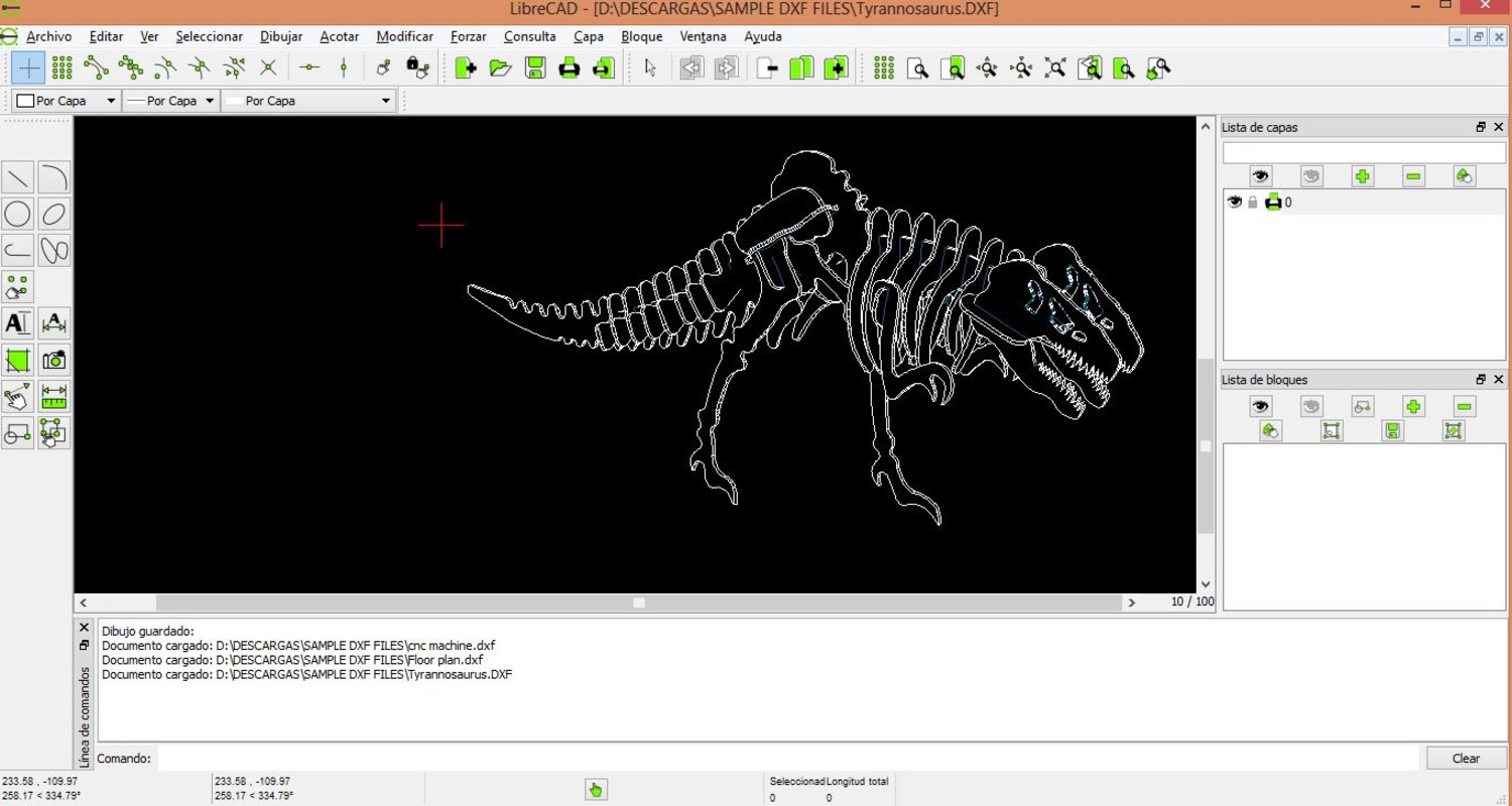 The standard LibreCAD interface