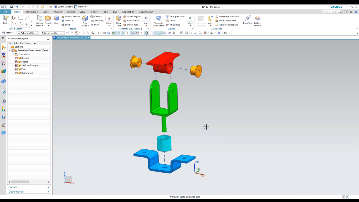 User Interface and Parts Assembly on Siemens NX