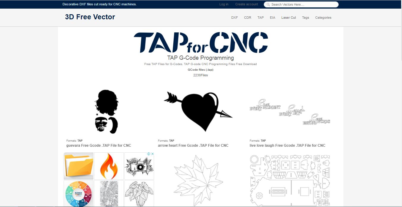 TAP CNC files on 3D Free Vector website