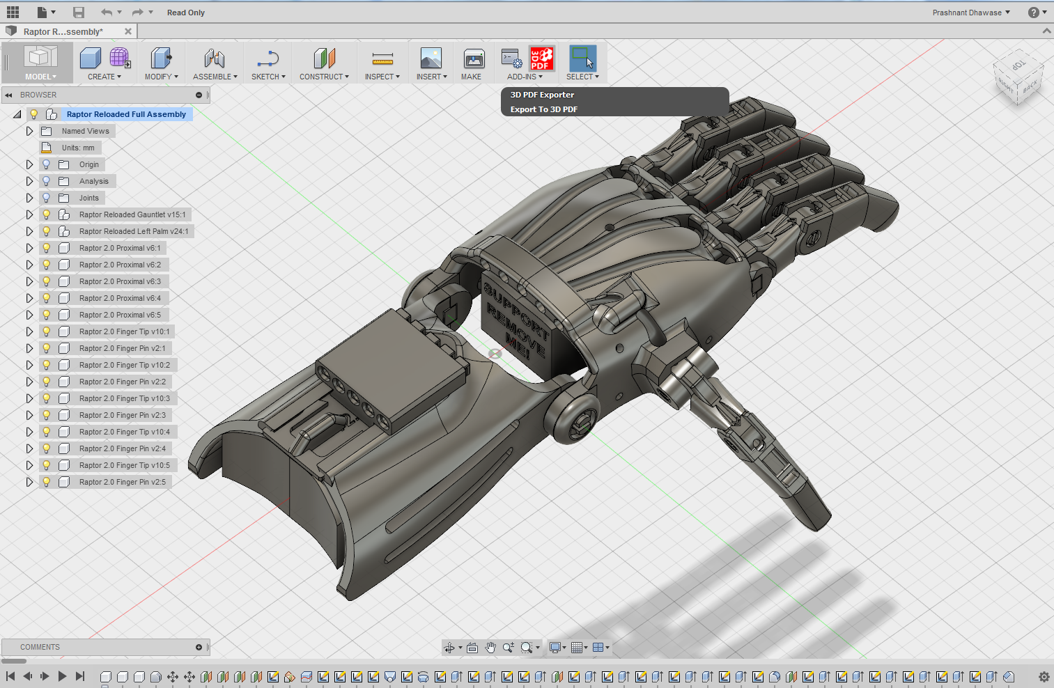 3D printable object designed using Fusion 360