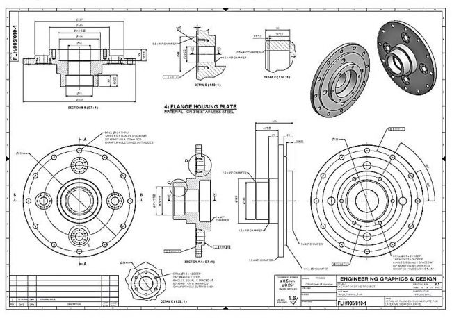 Sample of a mechanical technical drawing