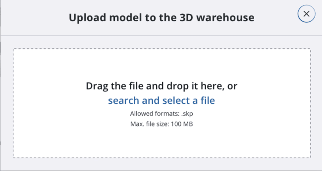 Upload Model to the 3D Warehouse Pop-up Window