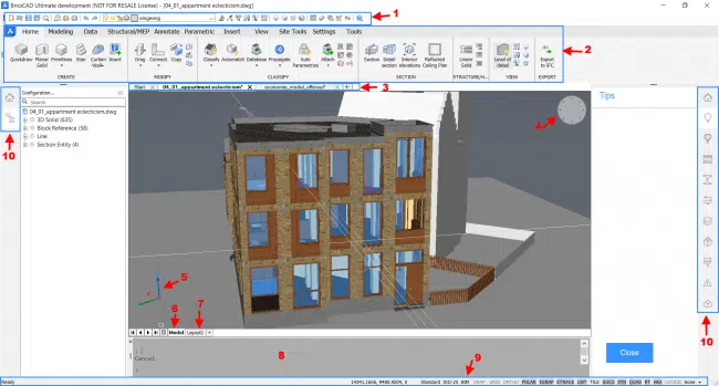 Bricscad ultimate user interface elements