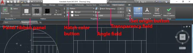 Hatch Creation and Editing Tools in AutoCAD Hatch Creation Ribbon Tab