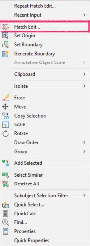 Right-Click Hatch Options in AutoCAD