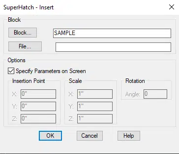 SuperHatch - Insert Pop-up Window in AutoCAD