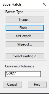 SuperHatch Options Pop-up Window in AutoCAD