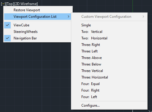 Viewport Configuration List in AutoCAD