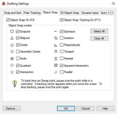 Drafting Settings Dialog Box