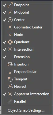 Object Snap Options in AutoCAD