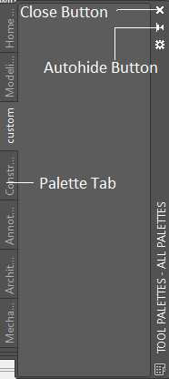 AutoCAD Palette Layout and Buttons