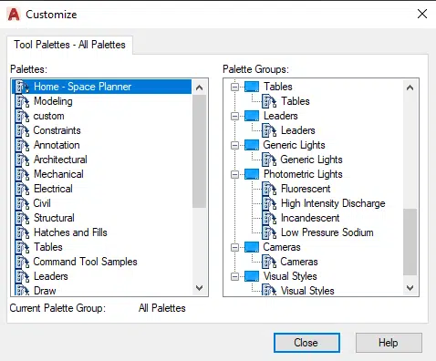 Customize Window in AutoCAD