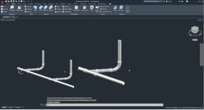 3D pipe fittings and pipe assembly 3D CAD model