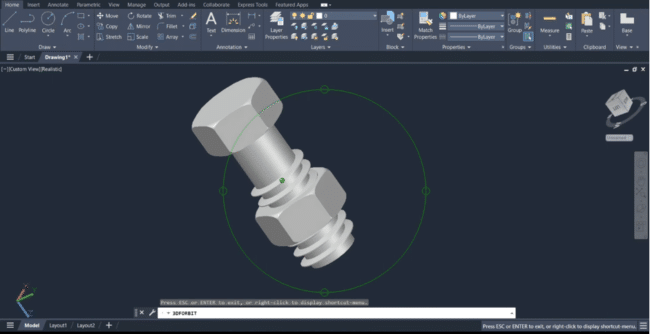 Nut and bolt 3D CAD model