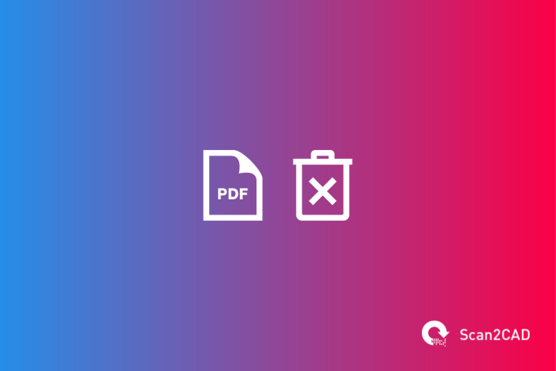 PDF file and trash bin icons on gradient background
