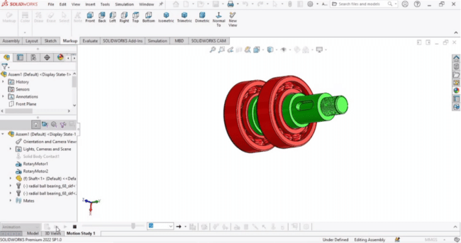Shaft and ball bearing assembly 3D CAD model